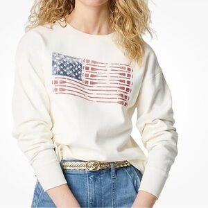 J. Crew Cream Sweatshirt with American Flag Design